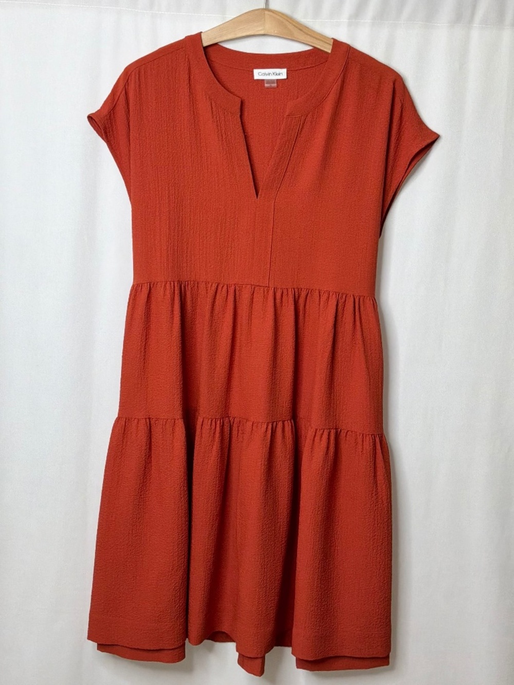 Calvin Klein Women’s Fitted Waist Orange Knee Length Dress